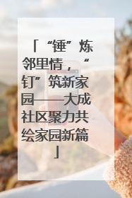 “锤”炼邻里情，“钉”筑新家园——大成社区聚力共绘家园新篇