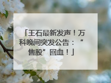 王石最新发声！万科晚间突发公告：“售股”回血！