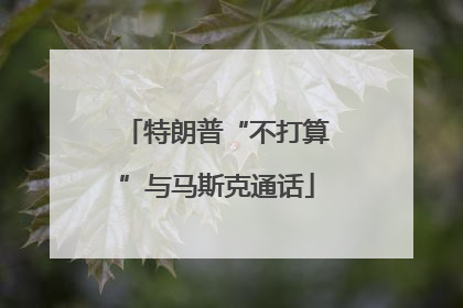 特朗普“不打算”与马斯克通话