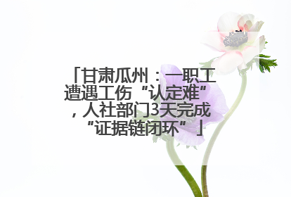 甘肃瓜州：一职工遭遇工伤“认定难”，人社部门3天完成“证据链闭环”
