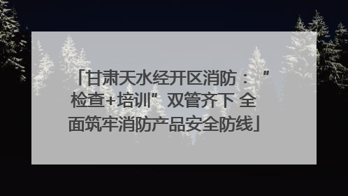 甘肃天水经开区消防：“检查+培训”双管齐下 全面筑牢消防产品安全防线