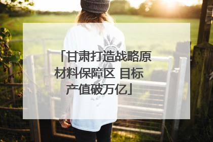 甘肃打造战略原材料保障区 目标产值破万亿