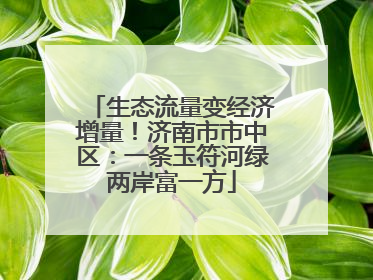 生态流量变经济增量！济南市市中区：一条玉符河绿两岸富一方