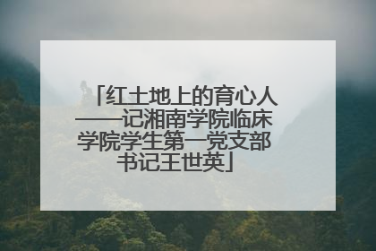 红土地上的育心人——记湘南学院临床学院学生第一党支部书记王世英