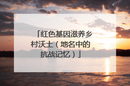 红色基因滋养乡村沃土（地名中的抗战记忆）