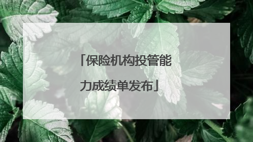 保险机构投管能力成绩单发布
