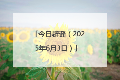 今日辟谣（2025年6月3日）