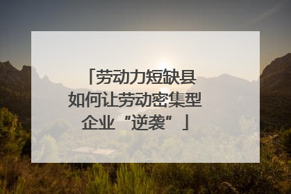 劳动力短缺县 如何让劳动密集型企业“逆袭”