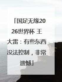 国足无缘2026世界杯 王大雷：有些东西没法控制，非常遗憾