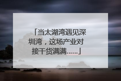 当太湖湾遇见深圳湾，这场产业对接干货满满……