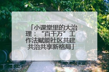 小课堂里的大治理：“百千万”工作法赋能社区共建共治共享新格局