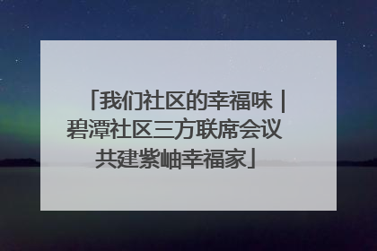 我们社区的幸福味｜碧潭社区三方联席会议共建紫岫幸福家