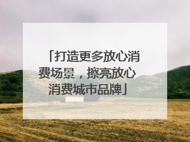 打造更多放心消费场景，擦亮放心消费城市品牌