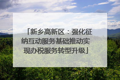 新乡高新区：强化征纳互动服务基础推动实现办税服务转型升级