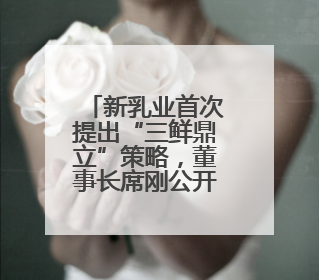 新乳业首次提出“三鲜鼎立”策略，董事长席刚公开定价策略