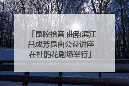 昆腔拾音 曲韵滨江 吕成芳昆曲公益讲座在杜鹃花剧场举行