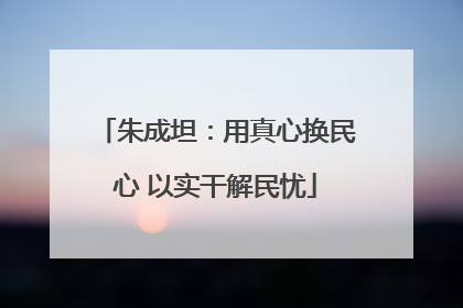 朱成坦：用真心换民心 以实干解民忧