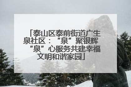 泰山区泰前街道广生泉社区：“泉”聚银辉“泉”心服务共建幸福文明和谐家园