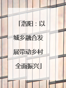洛阳：以城乡融合发展带动乡村全面振兴