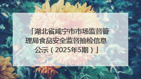 湖北省咸宁市市场监督管理局食品安全监督抽检信息公示（2025年5期）