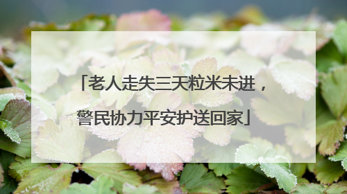 老人走失三天粒米未进，警民协力平安护送回家