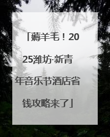 薅羊毛！2025潍坊·新青年音乐节酒店省钱攻略来了