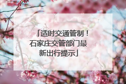 适时交通管制！石家庄交管部门最新出行提示