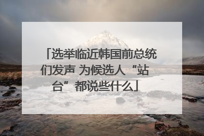 选举临近韩国前总统们发声 为候选人“站台”都说些什么
