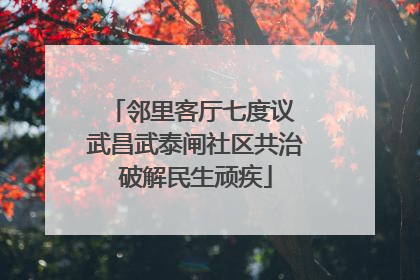 邻里客厅七度议 武昌武泰闸社区共治破解民生顽疾