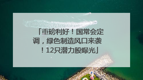 重磅利好！国常会定调，绿色制造风口来袭！12只潜力股曝光