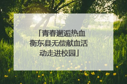 青春邂逅热血 衡东县无偿献血活动走进校园