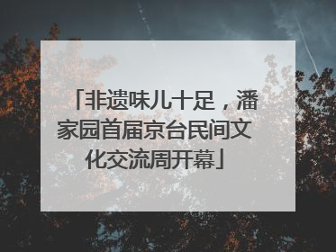 非遗味儿十足，潘家园首届京台民间文化交流周开幕