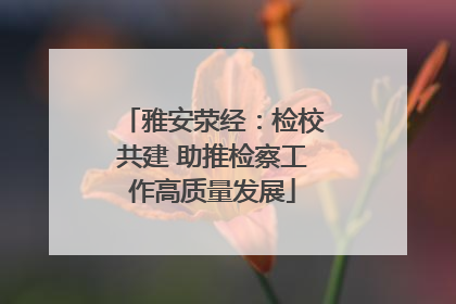 雅安荥经：检校共建 助推检察工作高质量发展
