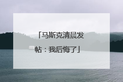 马斯克清晨发帖：我后悔了
