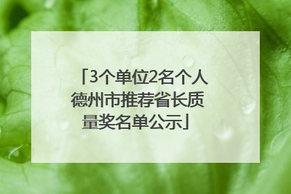 3个单位2名个人 德州市推荐省长质量奖名单公示