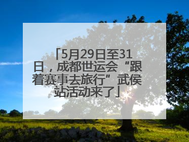 5月29日至31日，成都世运会“跟着赛事去旅行”武侯站活动来了