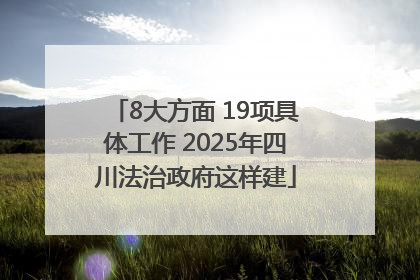 8大方面 19项具体工作 2025年四川法治政府这样建